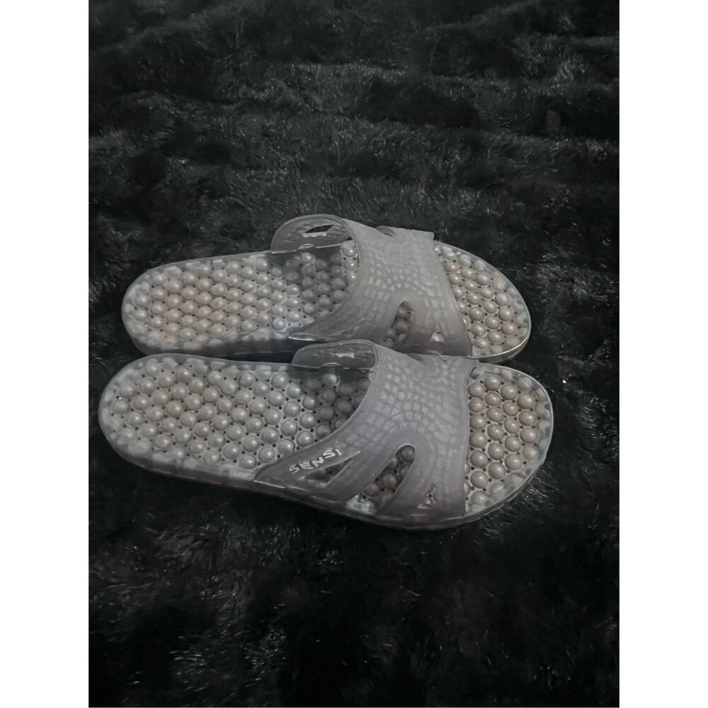 Sensi Regatta Ice Spa Sandals Slide Silver  Air Bubble Cushion 10 shower